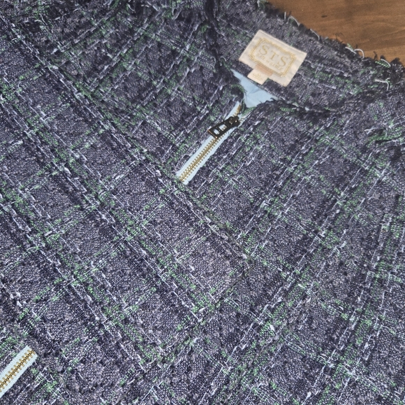 Sail to Sable Multi-Color Tweed Blazer // Preppy Fringe Zip Jacket XL - Picture 2 of 9